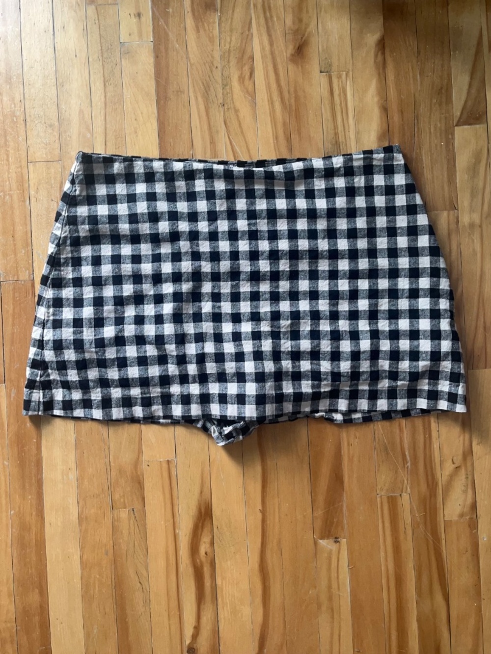 Gingham mini skort in linen blend - Gap Size L